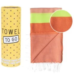 TOWEL TO GO Neon Hammam Towel Red/Pink, With Recycled Gift Box